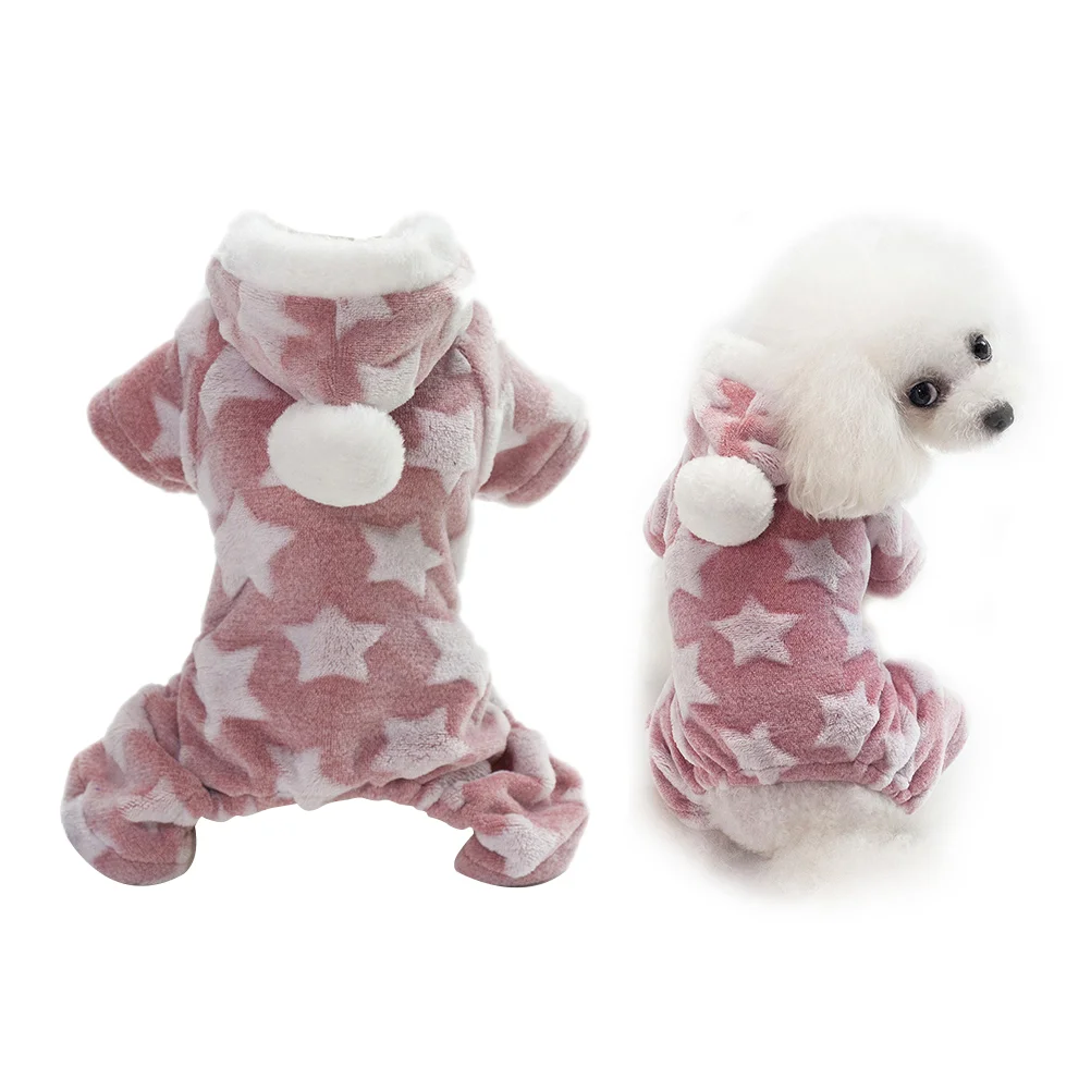 Флисовая одежда для собак со звездным узором осенне-зимние толстовки пальто