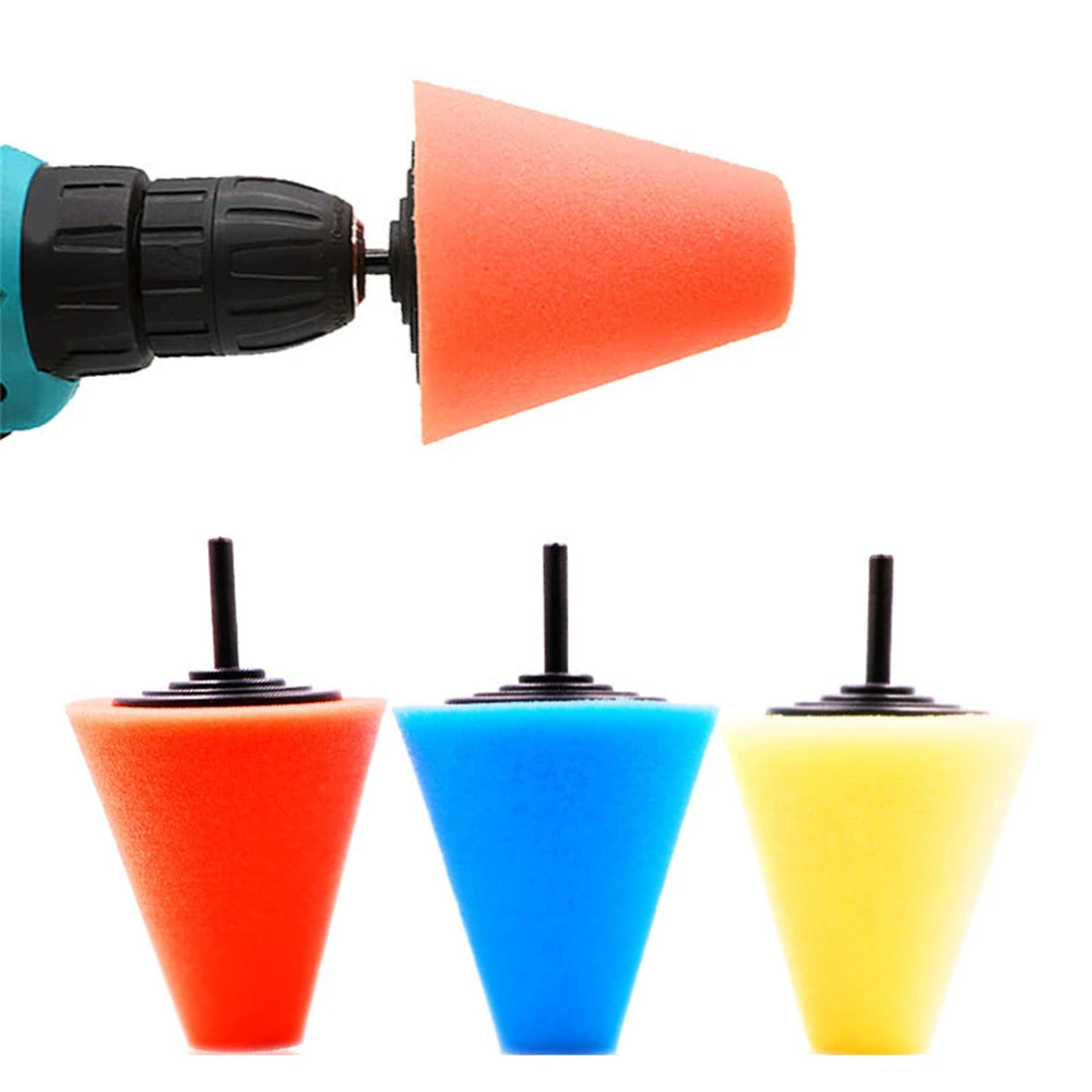 

Tire Polishing Sponge Auto Wheel Used For Electric Drill Burnishing Ball Polishing Cone Set Car Hub Buffing Sponge Polishing