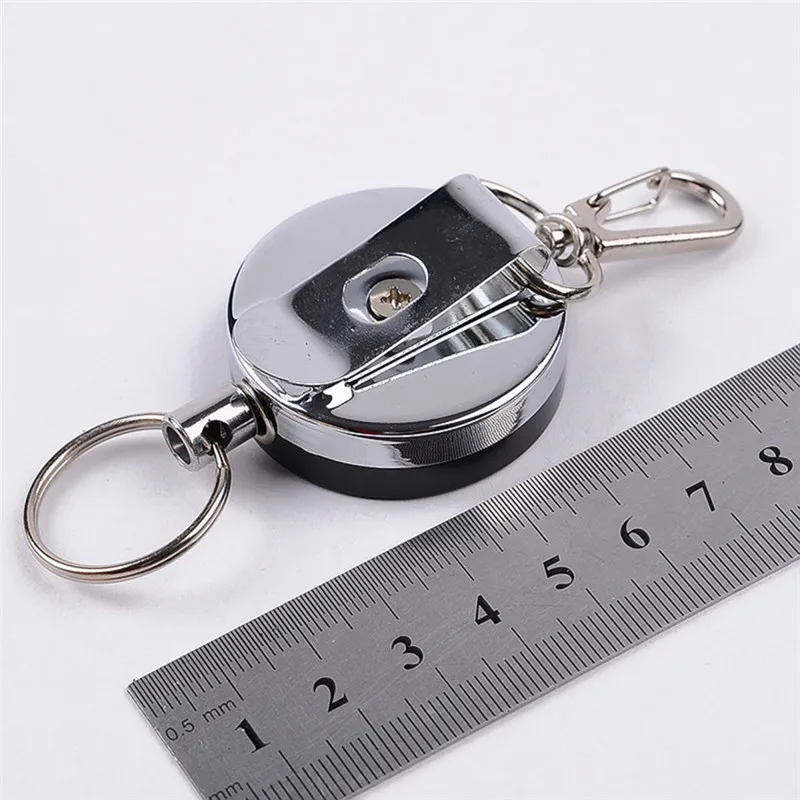 

2Pcs Recoil Sporty Retractable Alarm Key Ring Resilience Steel Wire Rope Elastic Keychain Anti Lost Yoyo Ski Pass ID Card