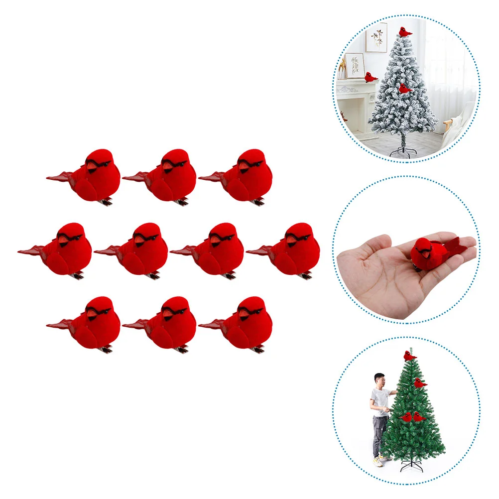 

Bird Birds Cardinal Christmas Figurine Tree Artificial Ornaments Clip Statue Decorationsdecor Cardinals Fake Craftsred