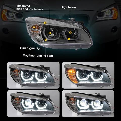 Фары для BMW X1 2010-2015 E84 светодиодный, фара DRL, сигнал поворота, фара дальнего света, объектив проектора Angel Eye, Европейская фара