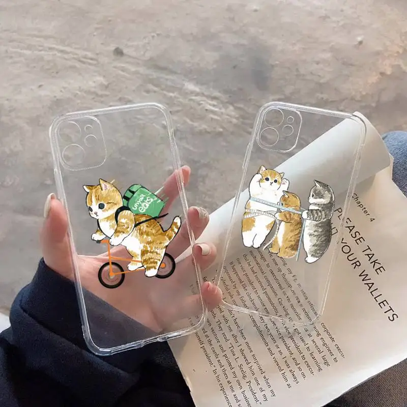 

Japanese Cartoon Cat Phone Case for iPhone 11 12 13 mini pro XS MAX 8 7 6 6S Plus X 5S SE 2020 XR clear case