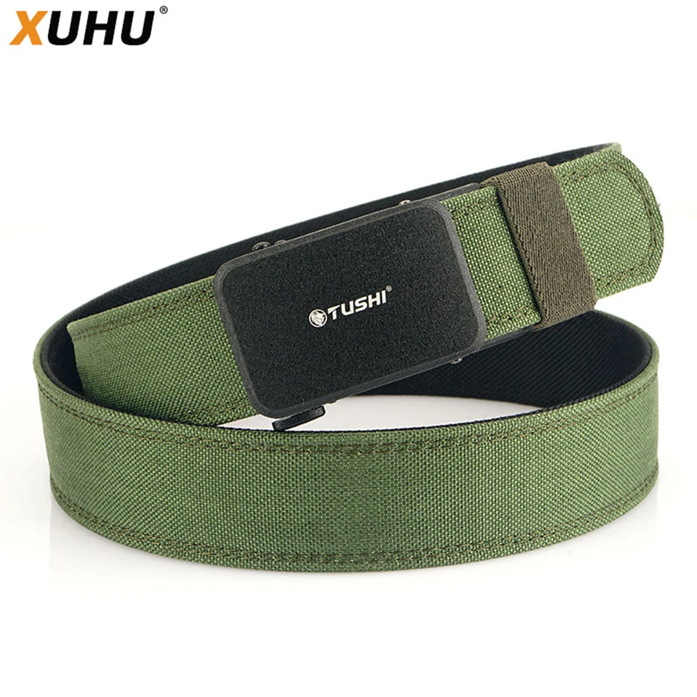 XUHU Army Style Combat Automatic buckle Belts Quick Release Tactical Belt Fashion Men Military Canvas Waistband Outdoor Hunting
