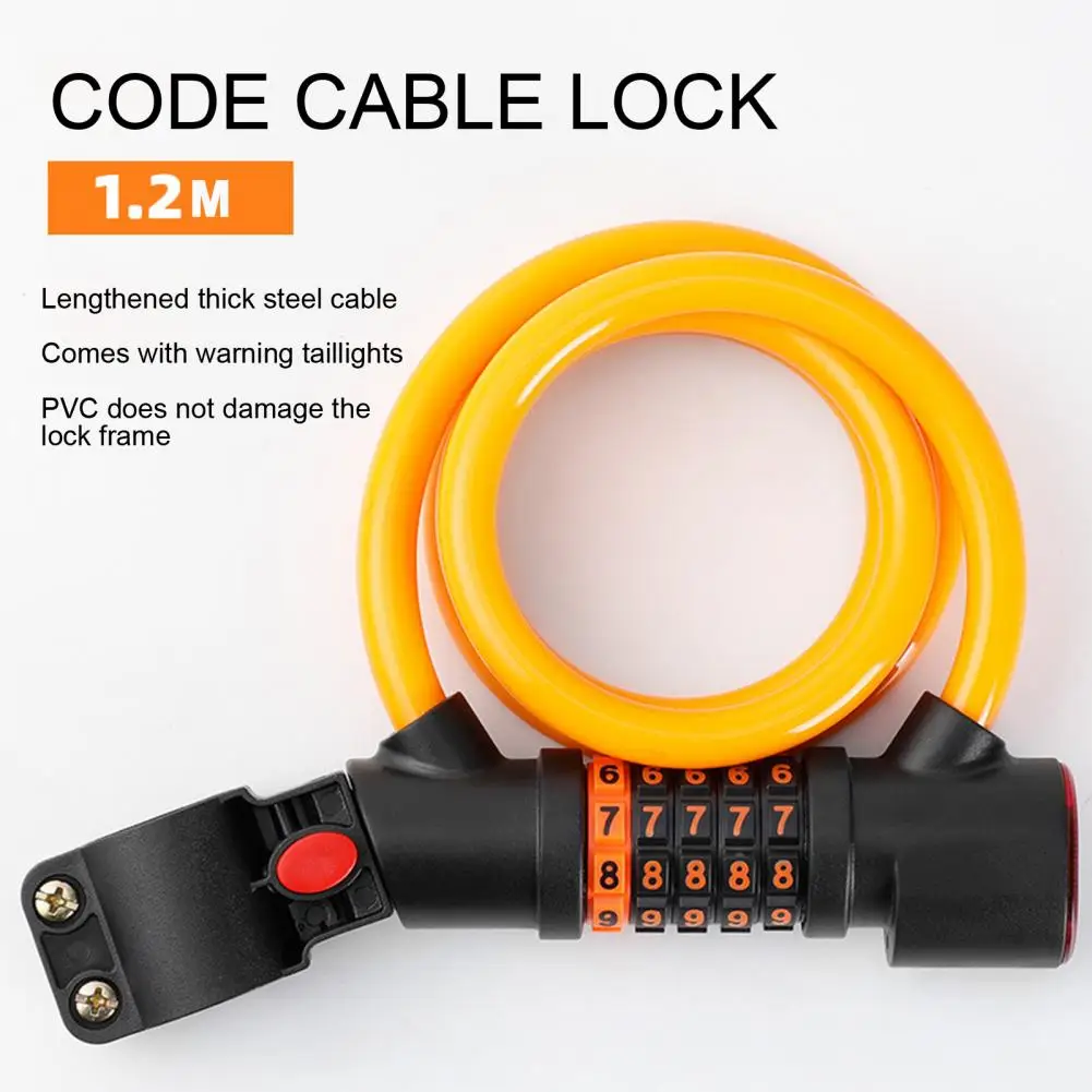 

100000 Password Combinations Bike Lock Combination Lock for Bicycle High Security Bike Lock with Tail Light Heavy-duty