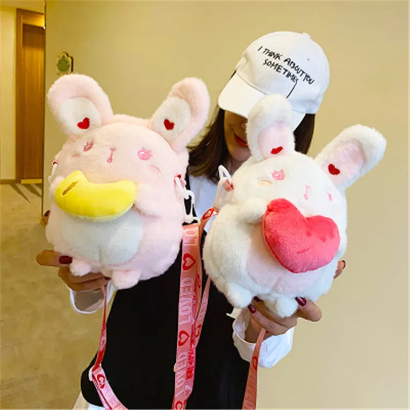 Cute Rabbit Plush Backpack High Quality Fashion Bunny Toy Kawaii Doll Lovely Travel Bag for Girls Children Kids Birthday Gift