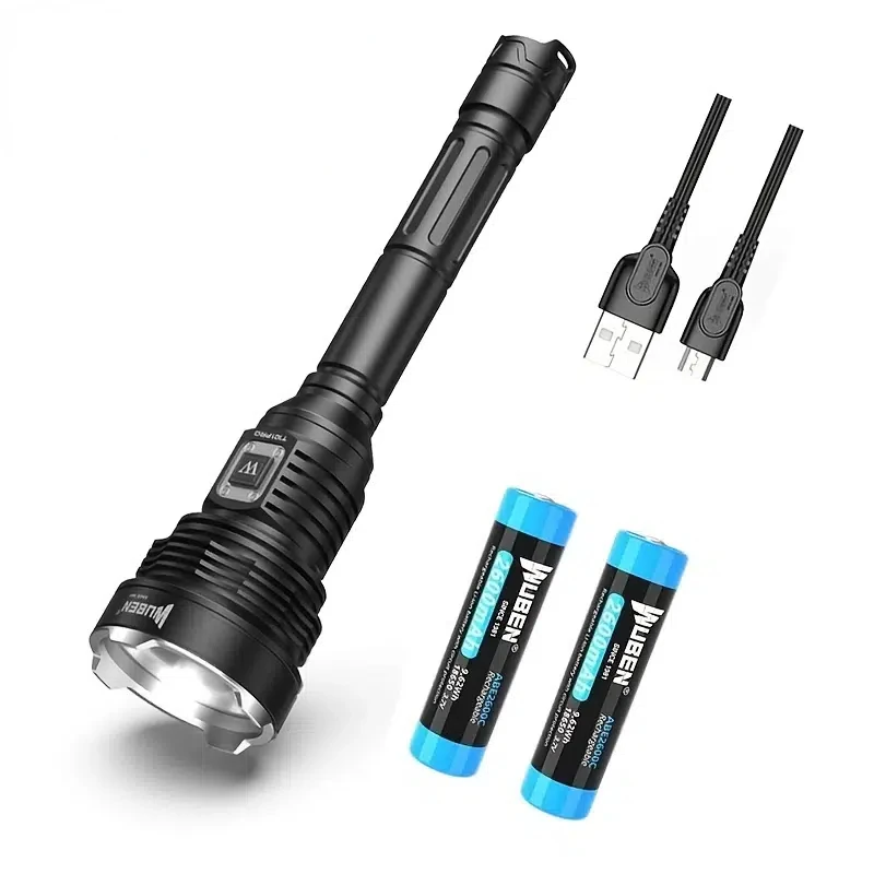 HMTX T101 Pro Bright LED Flashlight, Waterproof Rechargeable Torch Light For Outdoor Camping Hiking Hunting Adventure And Search