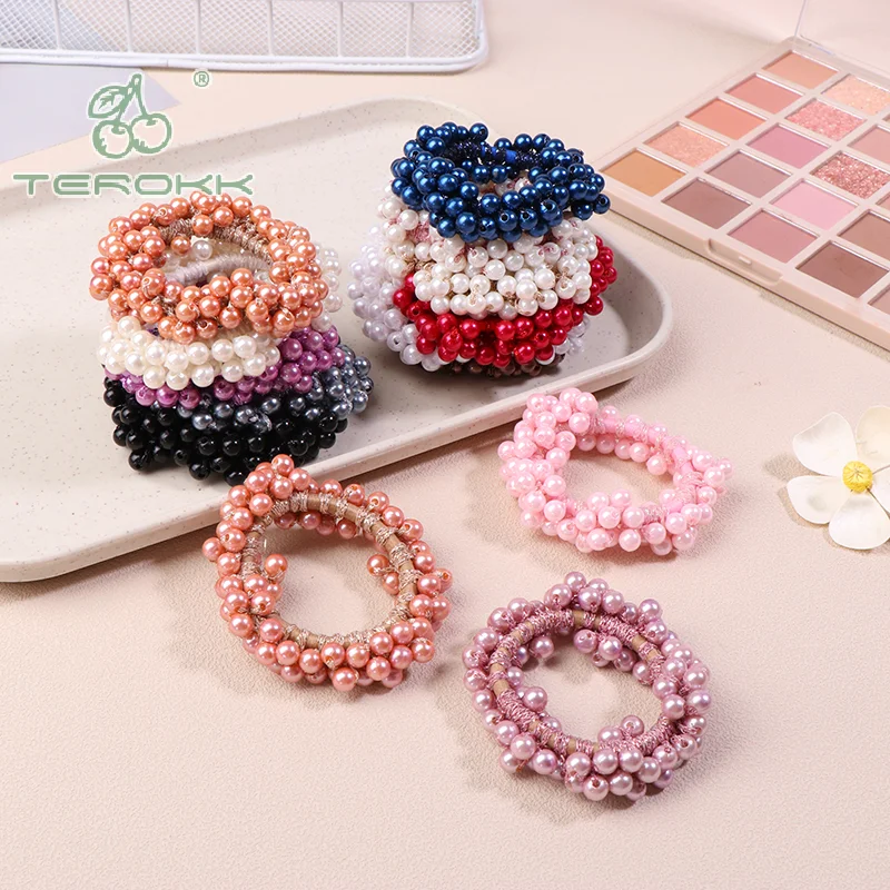 Резинки для волос с жемчугом девочек роскошные большие элегантные Завязки