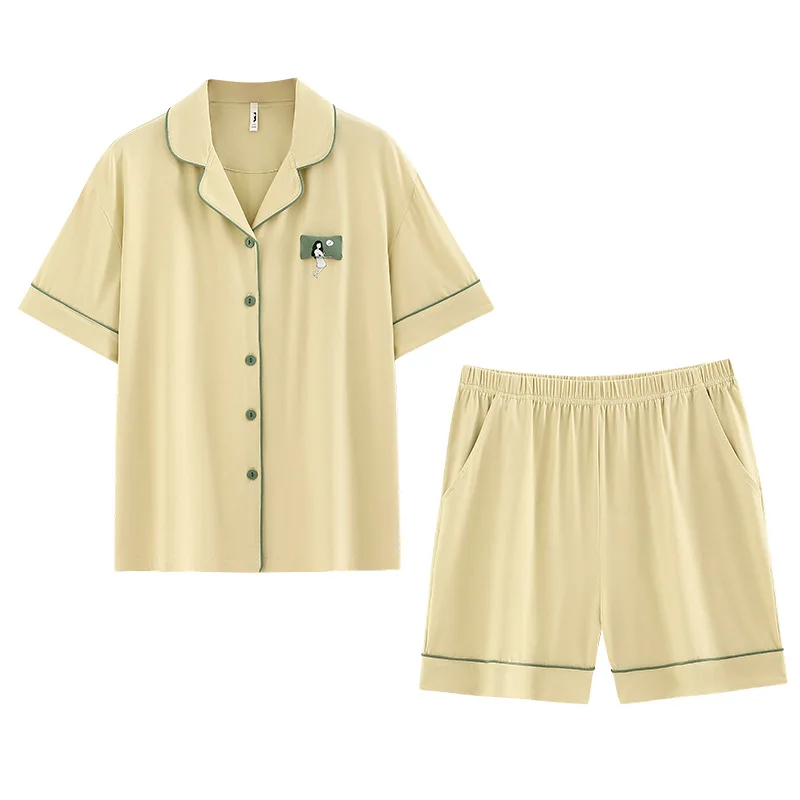 2023 new summer thin pajamas for women's cotton short-sleeved shorts home service suit comfortable sleepwear can be worn outside