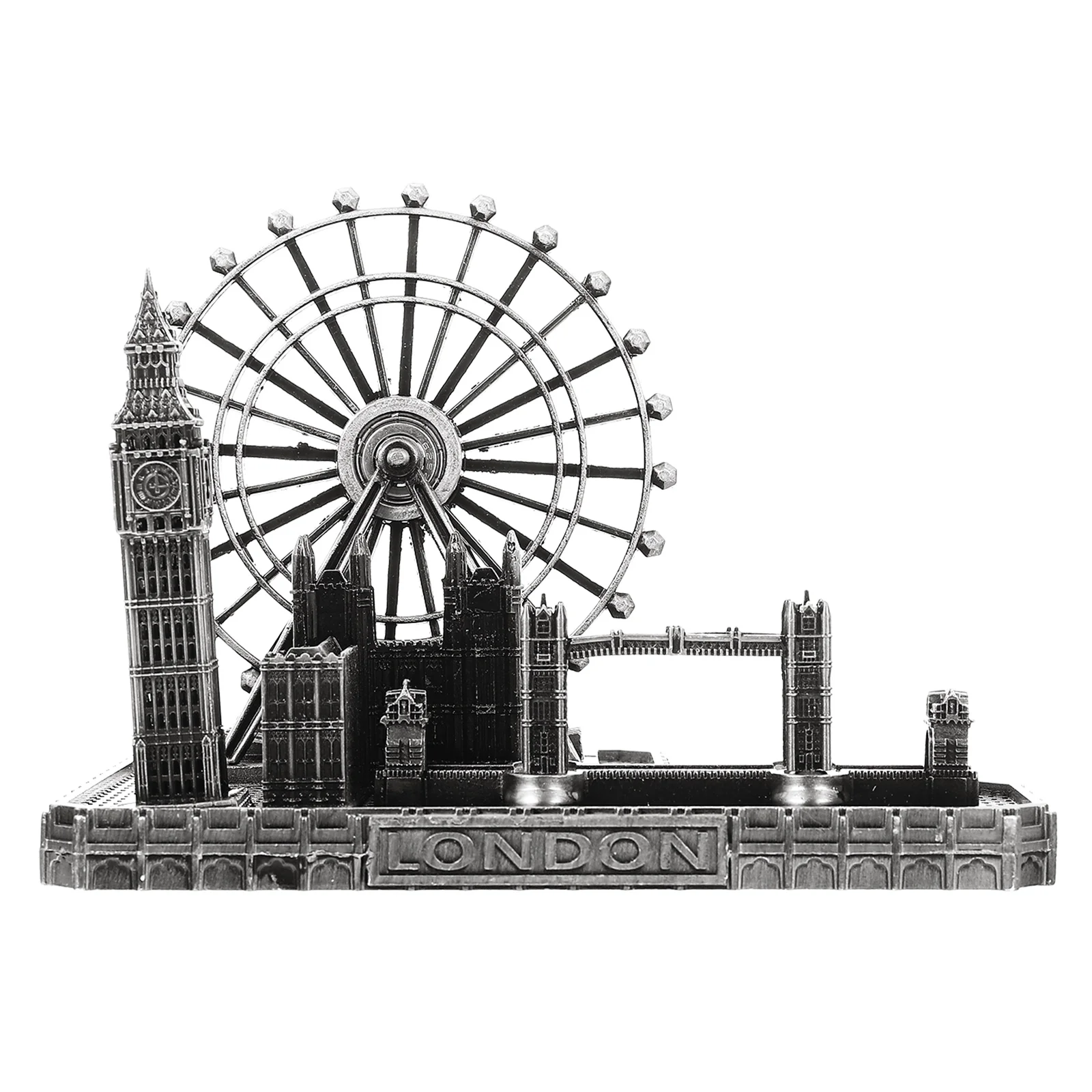 

Metal London Ornaments Unique Craft Home Decoration Buildings Tower Bridge Figurines Retro Desktop Adornment Gift