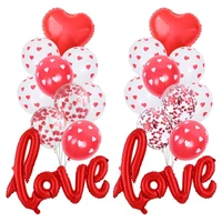 romantic anniversary wedding i love you balloons set heart confetti ballons valentine day decorations for party love red baloon