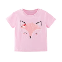 t shirt girl summer tees pink fox short sleeve breathable soft casual tops clothing for kids toddlers baby