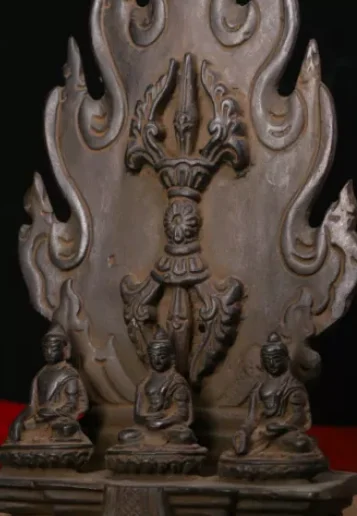 10 6-дюймовый старый тибетский бронзовый храм 3 подсветка Будды статуя фурбы