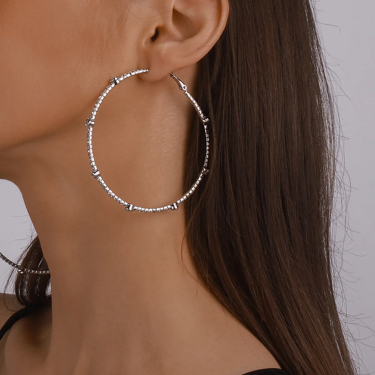 

JURAN Exaggerate Big Circle Round Hoop Earrings For Women Wedding Bridal Bijoux 2023 Fashion Statement Rhinestone Party Jewelry