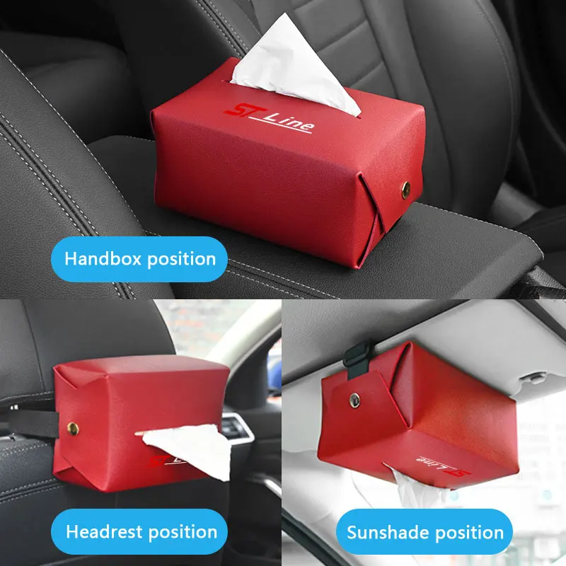 

PU Leather Car Sun Visor Hanging Tissue Box Holder for Ford ST-line Focus 2 3 Mondeo Ecosport Kuga Mk4 Fiesta Mk3 Accessories