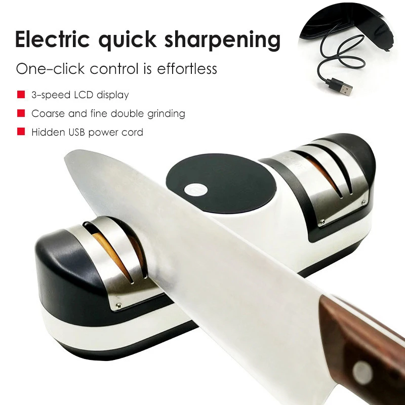 

USB Electric Knife Sharpener Adjustable For Kitchen Knives Tool Knife Scissor Sharpening Double Head Fine Grinding Blade Tools