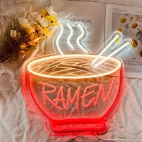 unique neon sign of ramen with 3d art interface acrylic uv backplane red noodles shop restaurant room wall decor powered by usb