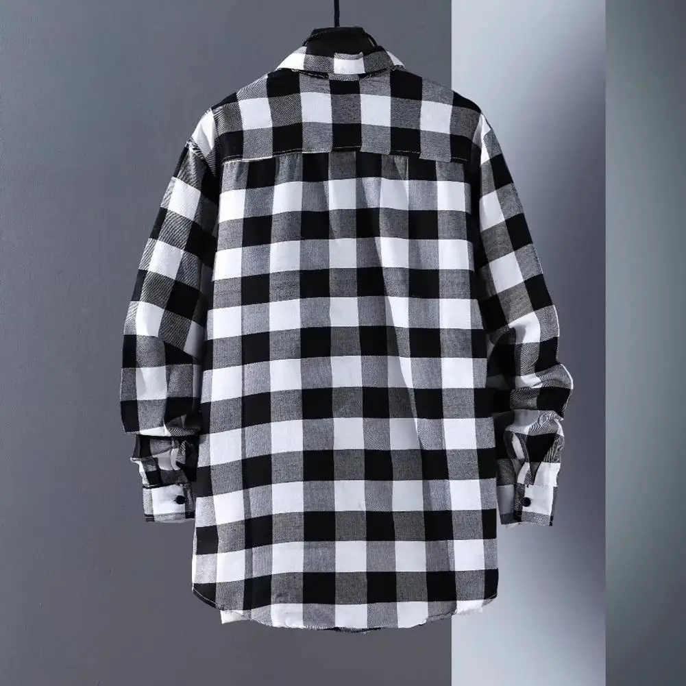 Chic Men Shirt Lapel Sunscreen Casual Color Matching Buttons Men Shirt