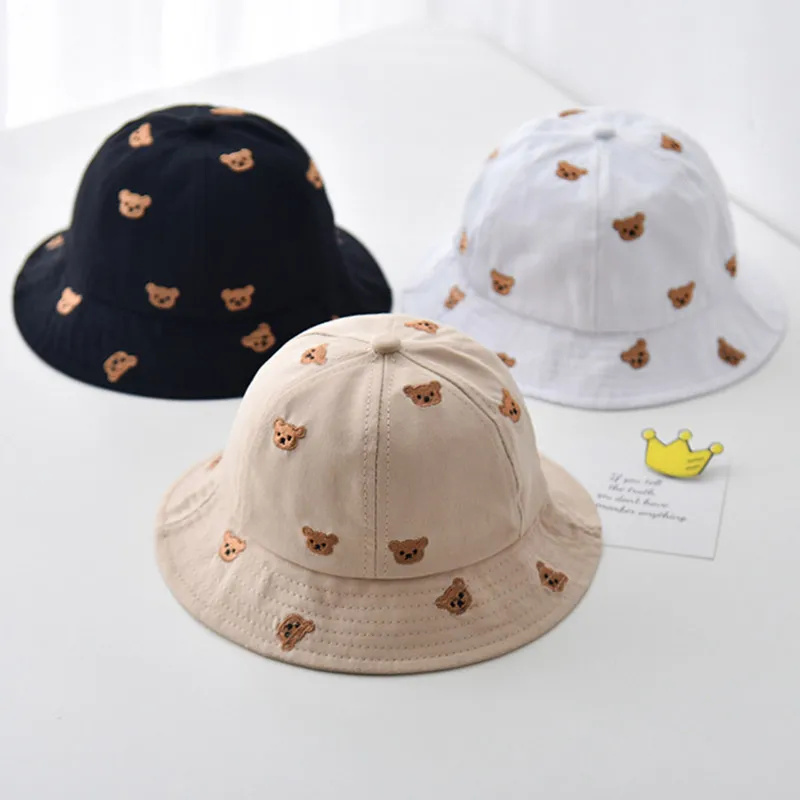 

Панама с мультяшным медведем для детей, шляпа для отдыха на открытом воздухе, широкая, для малышей, мальчиков и девочек