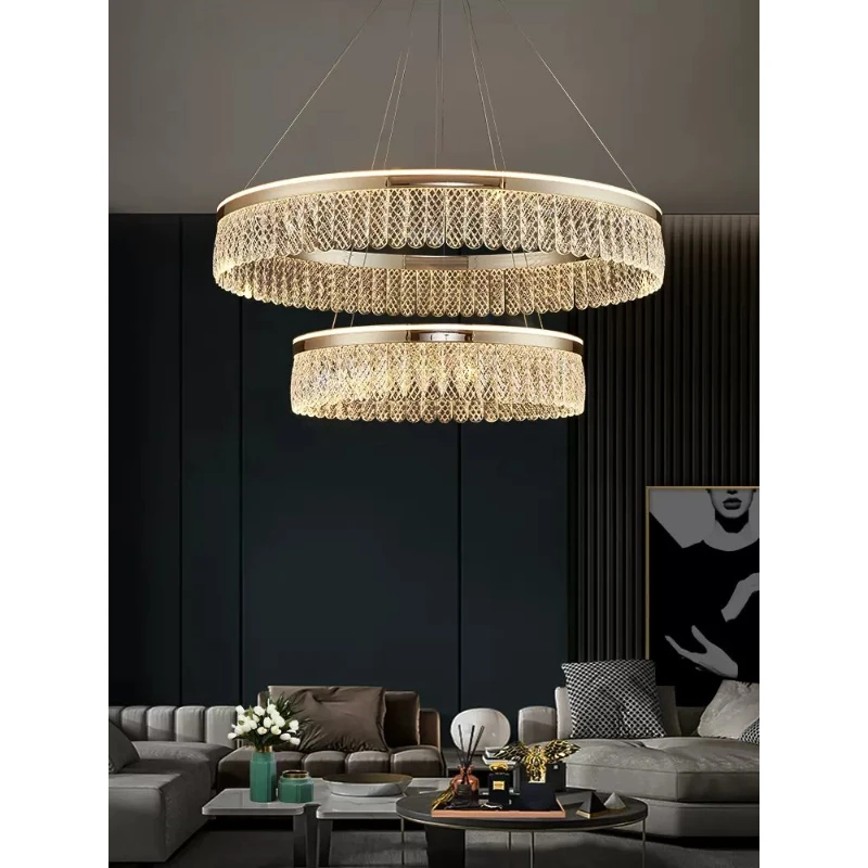 

Art Led Chandelier Pendant Lamp Light Room Decor Christmas Decoration Modern Creative Personality Villa Luxury Ring Crystal