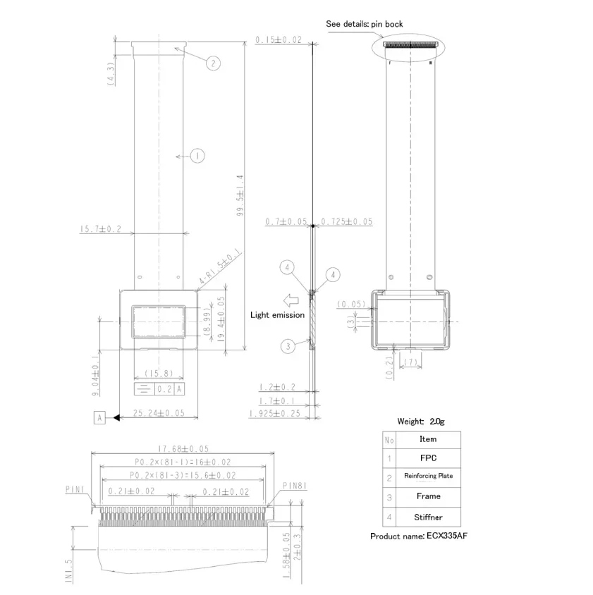 0 71 Micro OLED ECX335AF AR/VR 1920X1080 200 кд/м2 71-дюймовый OLED-дисплей