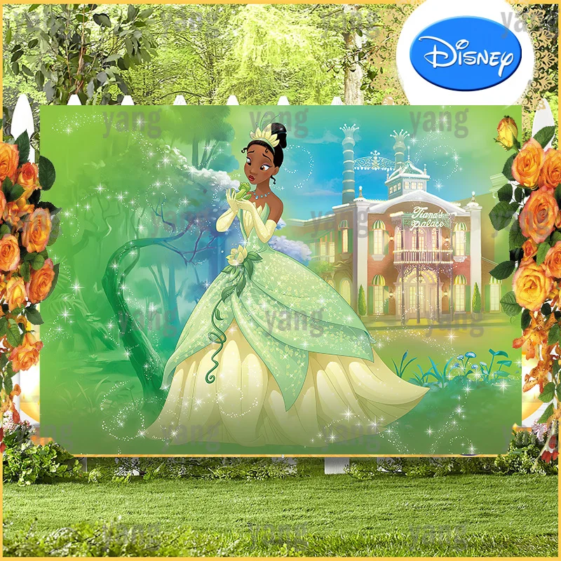 Disney Warm Wedding Backdrop Lovely Baby Shower Princess Tiana and The Frog Girl Forest  Castle Birthday Party Banner Background