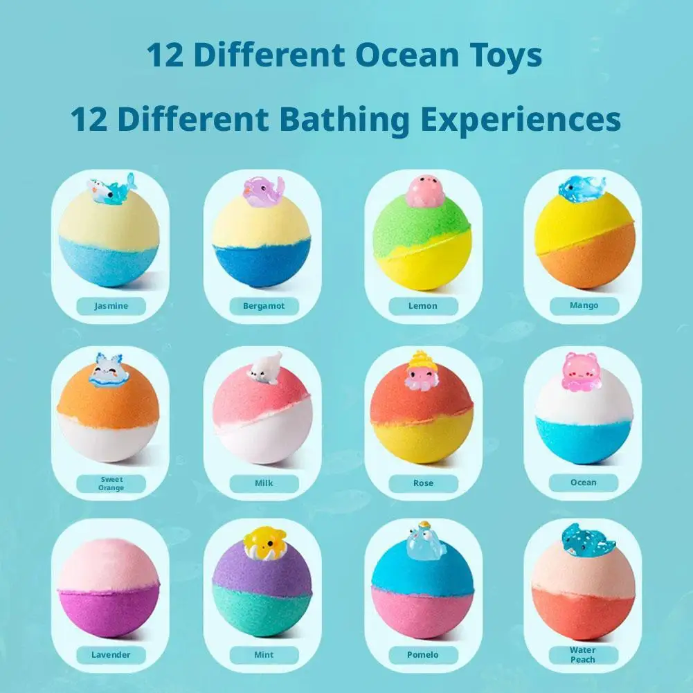 Фото 12 шт. бомбочек для ванны для детей с сюрпризом внутри, натуральные органические бурлящие шарики для ванны для девочек и мальчиков с игрушками внутри №5