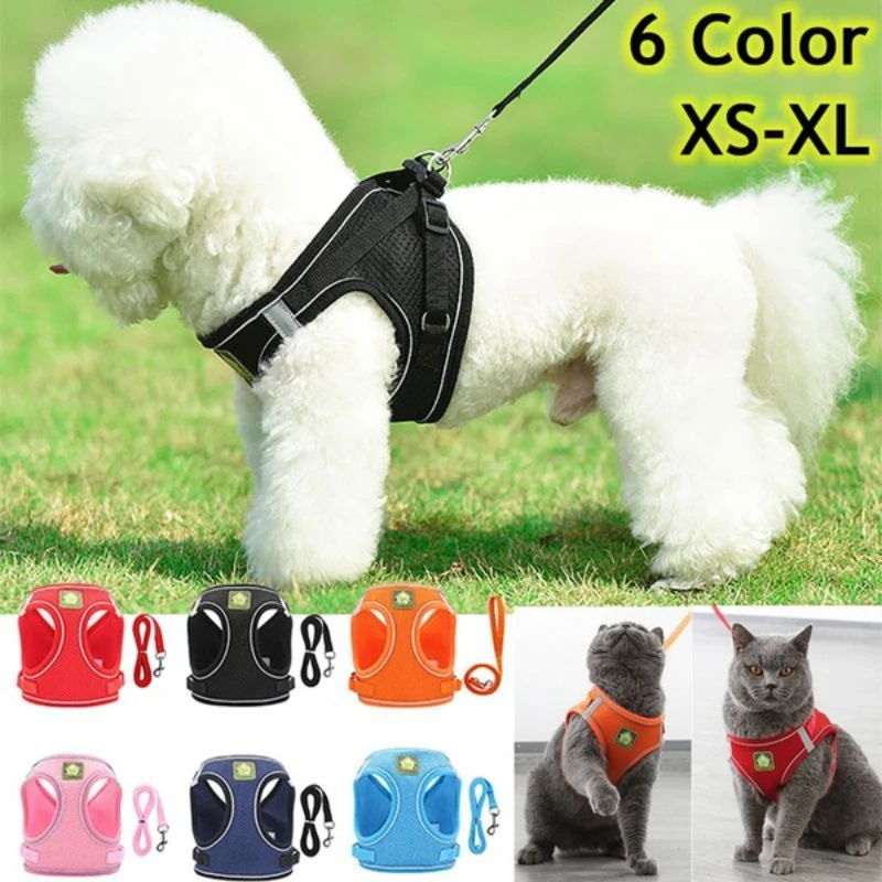 

nylon waterproof and breathable pet dog chest harness vest type dog traction rope reflective rope adjustable metal buckle