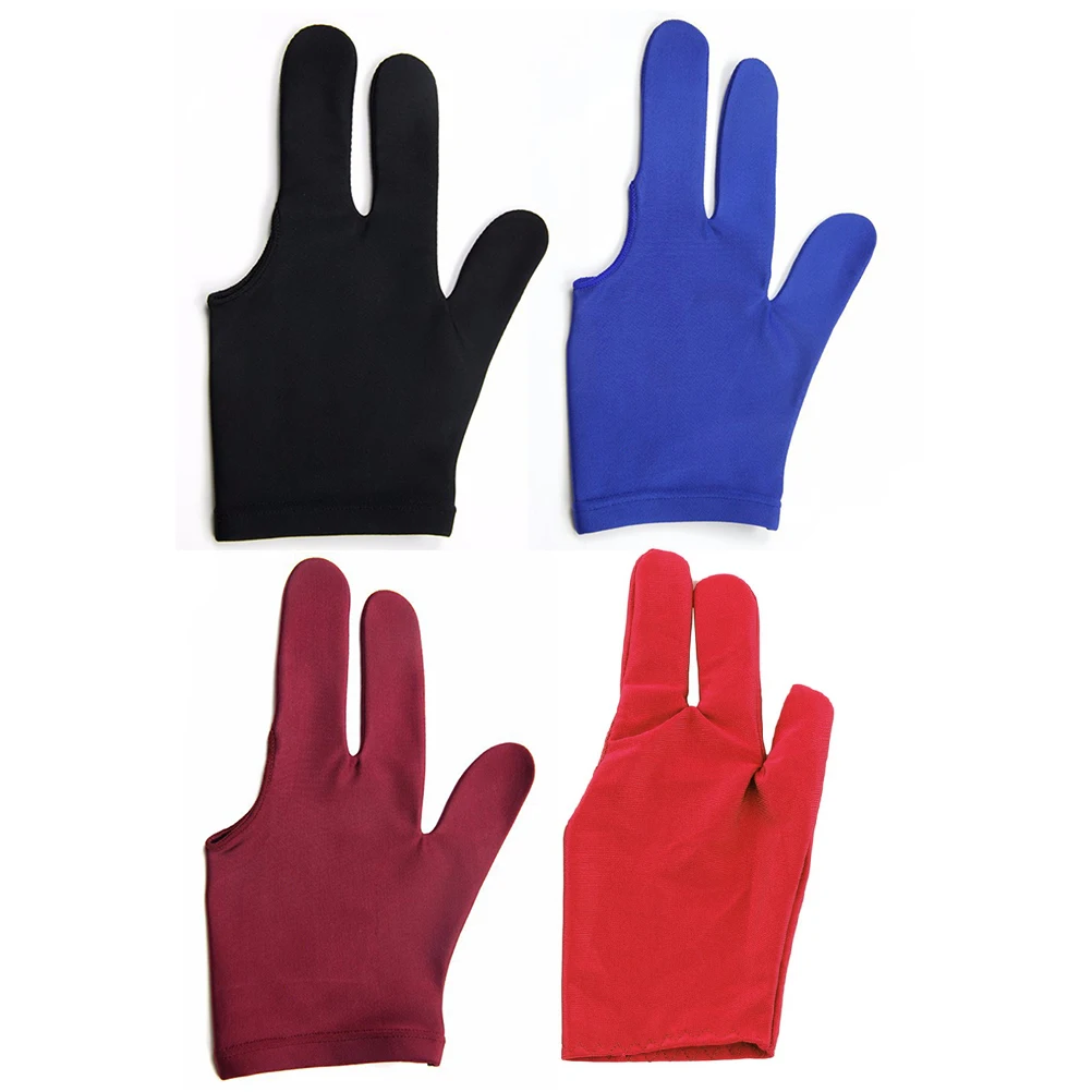 

1Pcs Spandex Snooker Billiard Cue Glove Pool Left Hand Open Three Finger Accessory For Unisex Women And Men 4 Colors