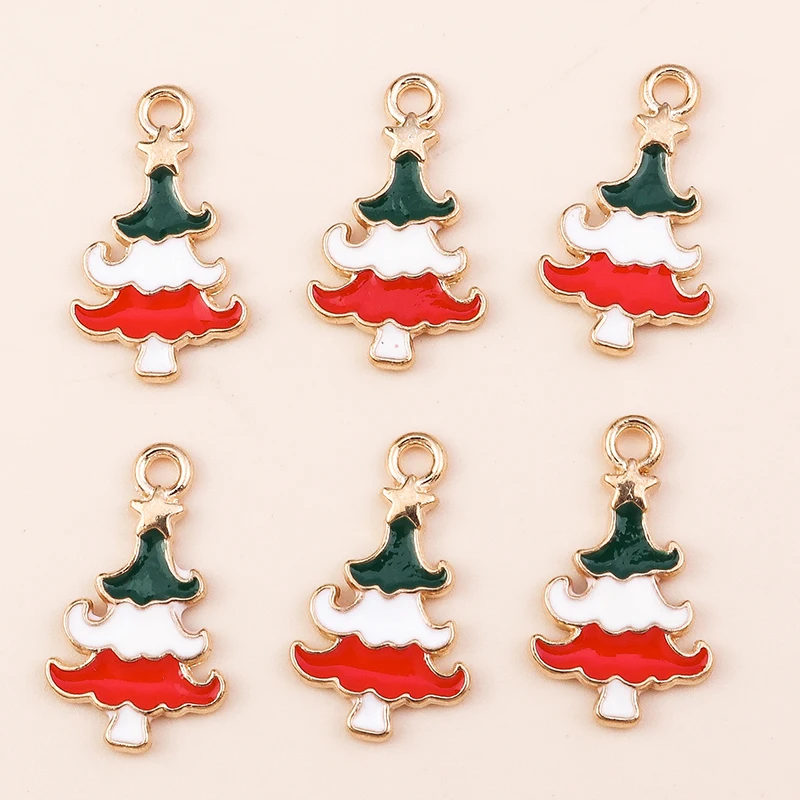 

10pcs 10*18mm Enamel Mini Christmas Tree Charms for Bracelets Pendants Earrings Making DIY Charms Handmade Jewelry Accessories