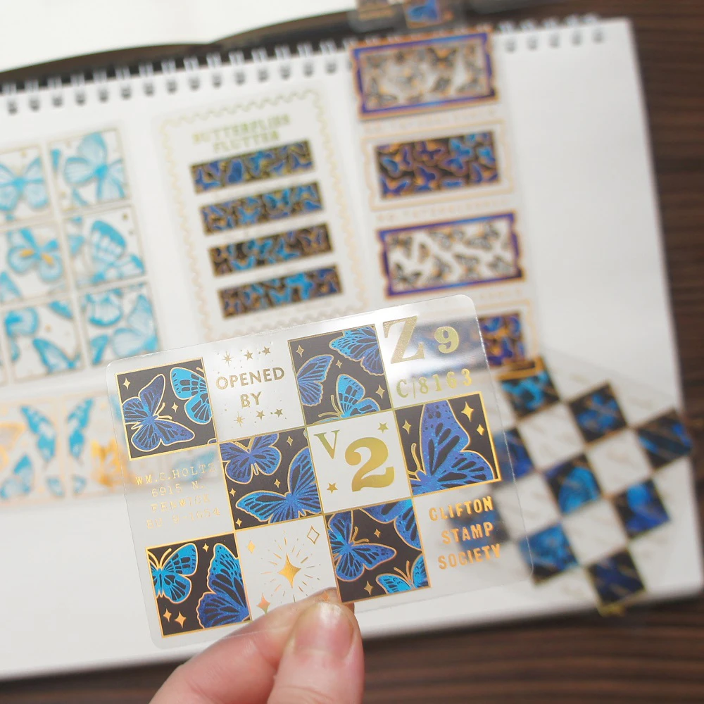 

10pcs Big Size Gold Blue Bird Whale Butterfly Style Sticker Scrapbooking DIY Gift Packing Label Decoration Tag