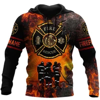 fashion brave firefighter 3d printed mens hoodie european style sweatshirt autumn unisex zip hoodie casual pullover