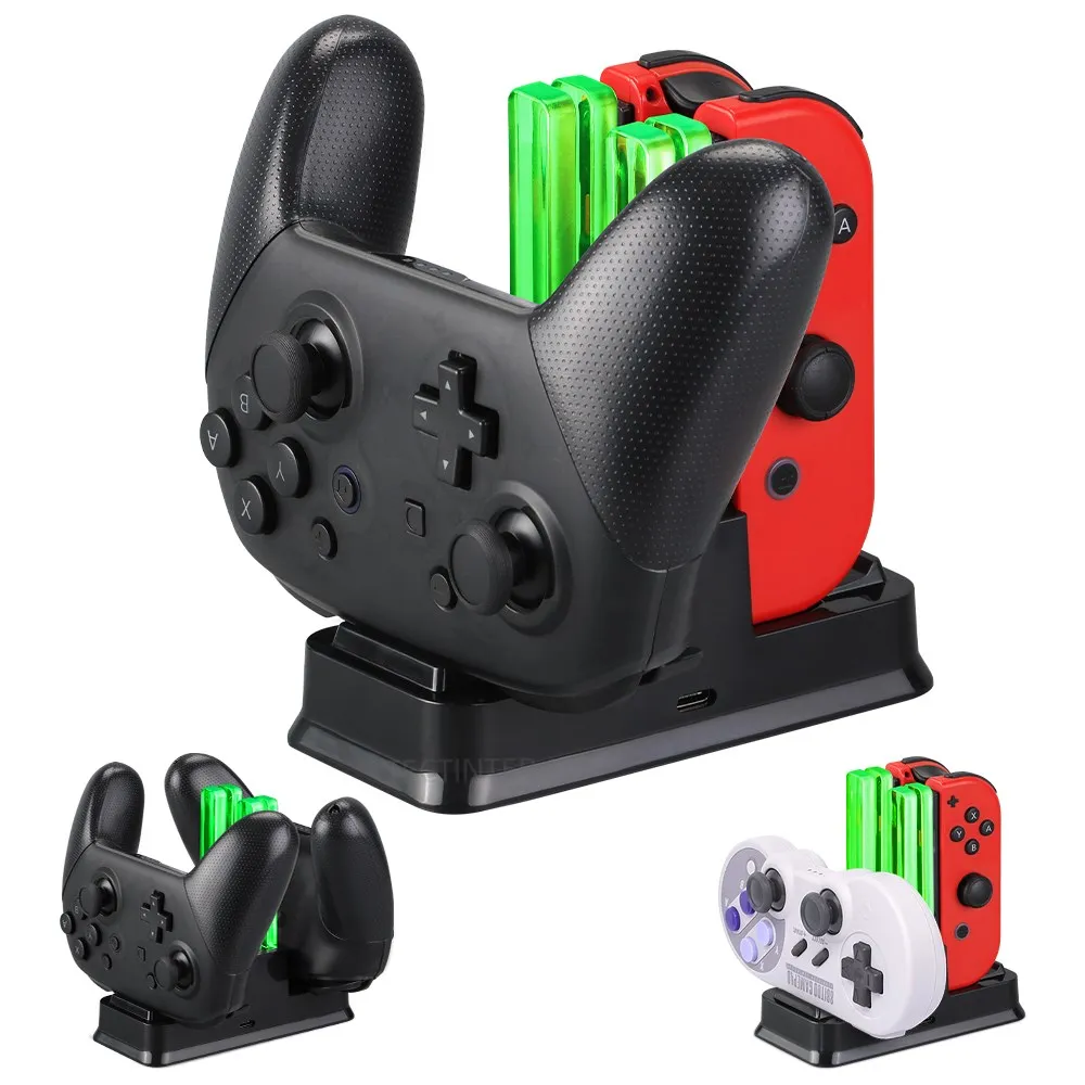 

Charging Dock for Nintendo Switch 4 Joy Pads LED Indicator Charger Station for Switch Pro Controller Replacement Type C