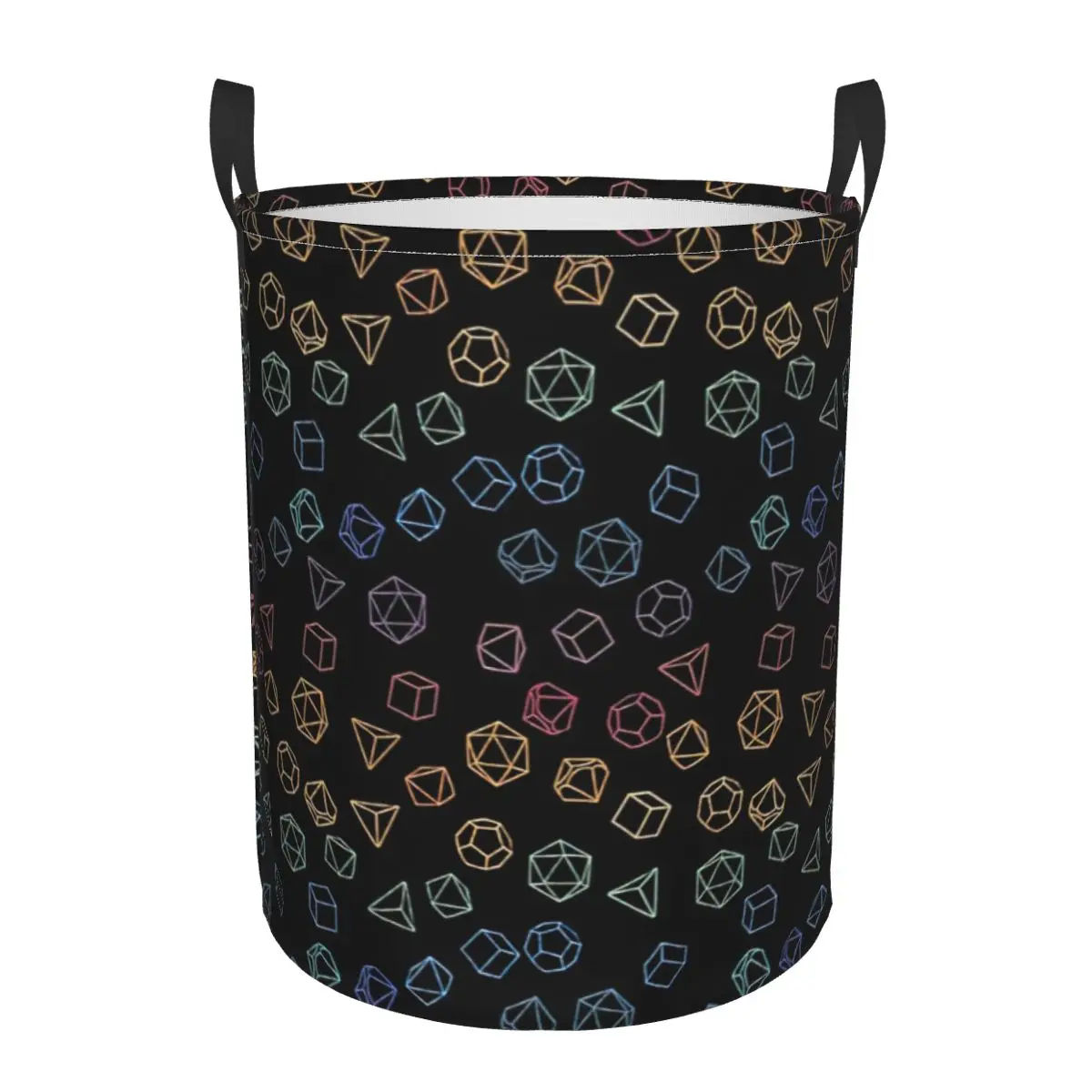 

DnD Dice Rainbow On Black Pattern Dirty Laundry Basket Waterproof Home Organizer Basket Clothing Kids Toy Storage Basket