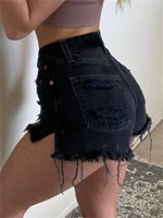 charmingtrend new summer denim shorts women fashion classic black high waisted sexy shorts ladies pocket patchwork distressed