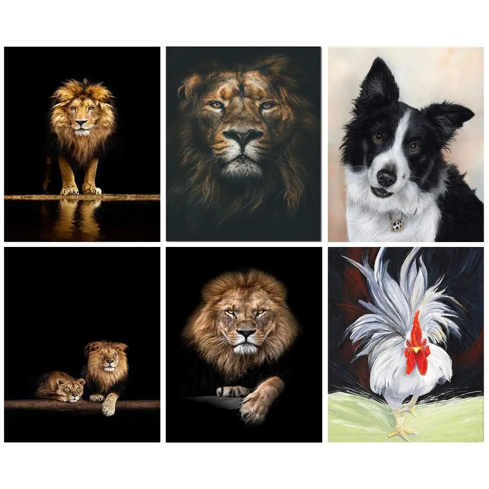 GATYZTORY 60x75 см картина Nmuber черные Львы рисунок на холсте картина от Nmuber животные живопись уникальный подарок GATYZTORY 60x75 см картина Nmuber черные Львы рисунок на холсте картина от Nmuber животные живопись уникальный подарок