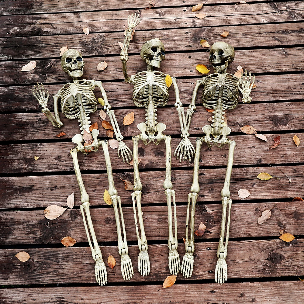 

Halloween Vintage Skull Movable Skeleton Fake Human Bones Decoration Horror Scary Home Garden Ornament Graveyard Evil Party Supp