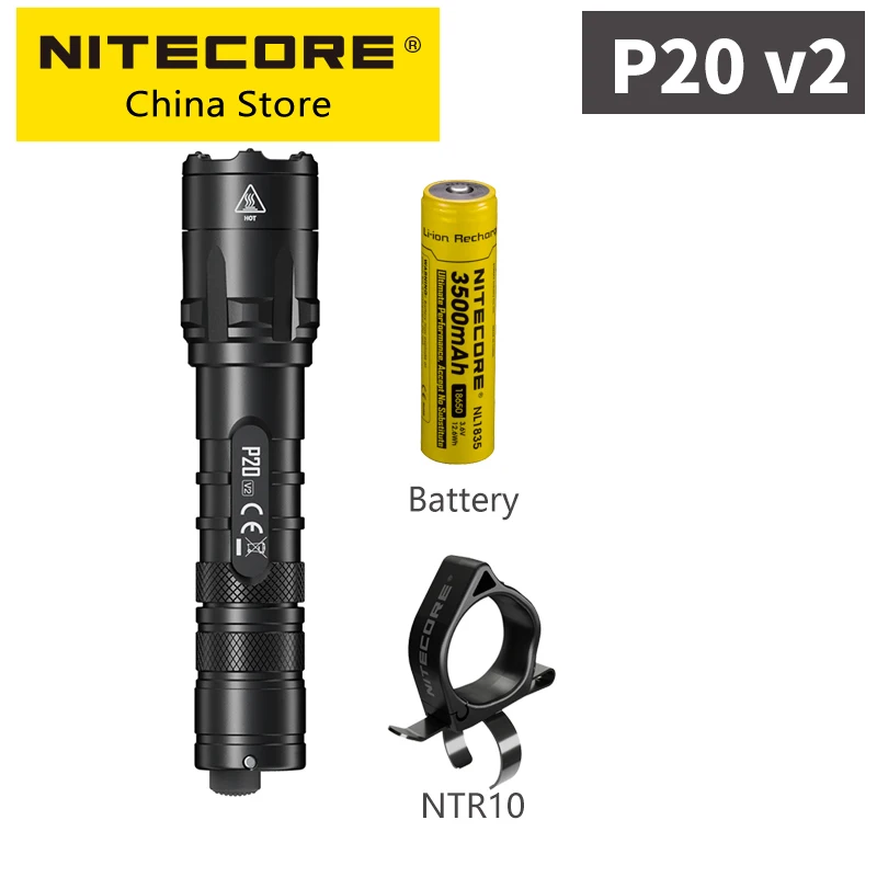 2022 NITECORE P20V2 Strong Light 1100LM Instantaneous Flash LED Portable Flashlight Search Torch Lamp 3500mAh Battery NTR10 Ring