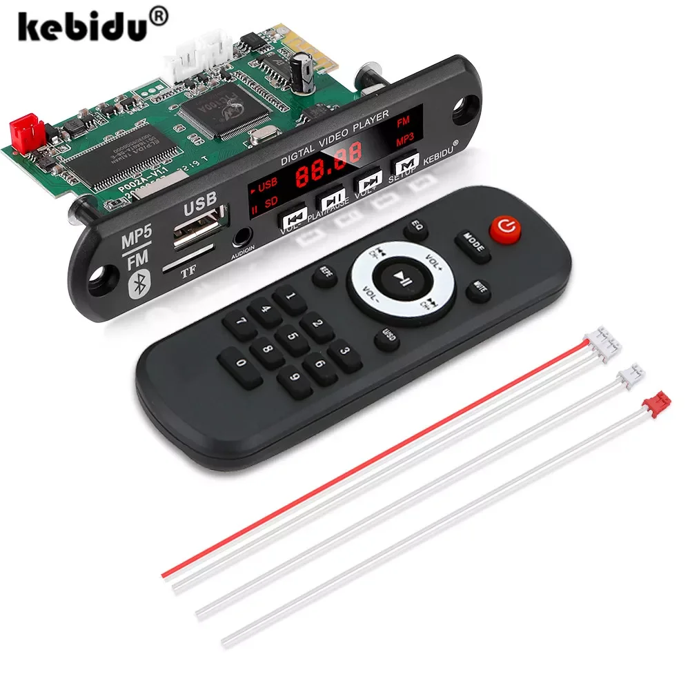 

NEW KEBIDU DC 5V 12V Mp5 Bluetooth Player Decoder Board Support USB TF MP3 Lossless Decoding Diy Car Kit FM Radio PCB Board Modu