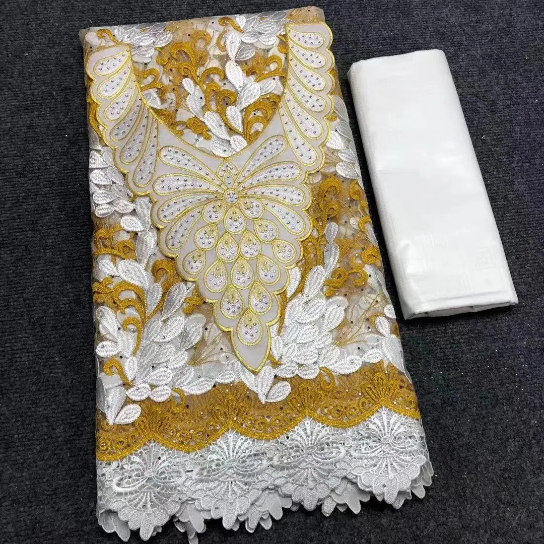 2 5 + ярдов жаккардовая парчовая богатая ткань базин с воротником Африканское