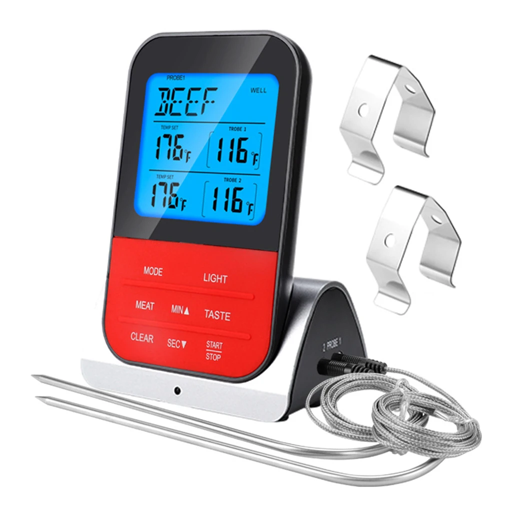 

Wireless Remote Meat Thermometer Dual Probe Digital Backlight Cooking Oven BBQ Kitchen Food Thermometer Grilling Barbecue