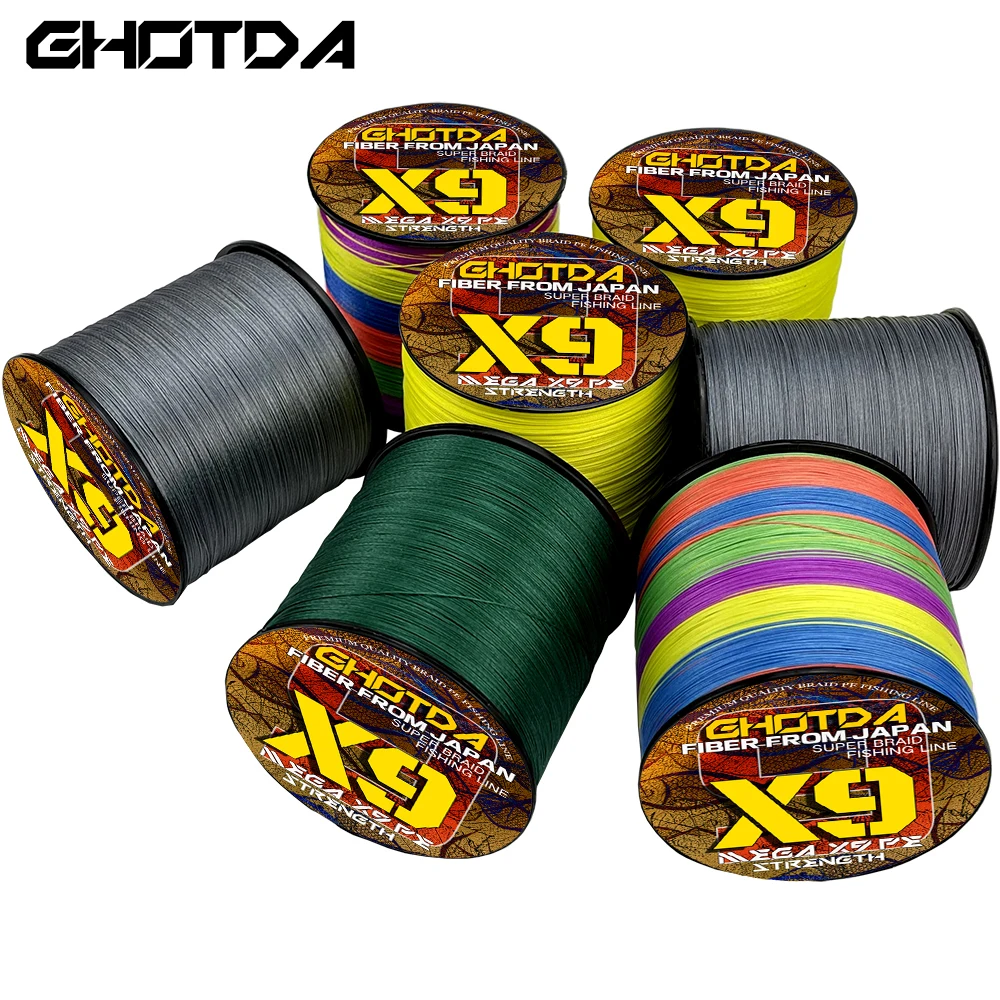 

GHOTDA Strong 1000M 500M 9 Strand Weaves PE Braided Fishing Line Multifilament 20LB 24LB 35LB 40LB 50LB 65LB 80LB 100LB