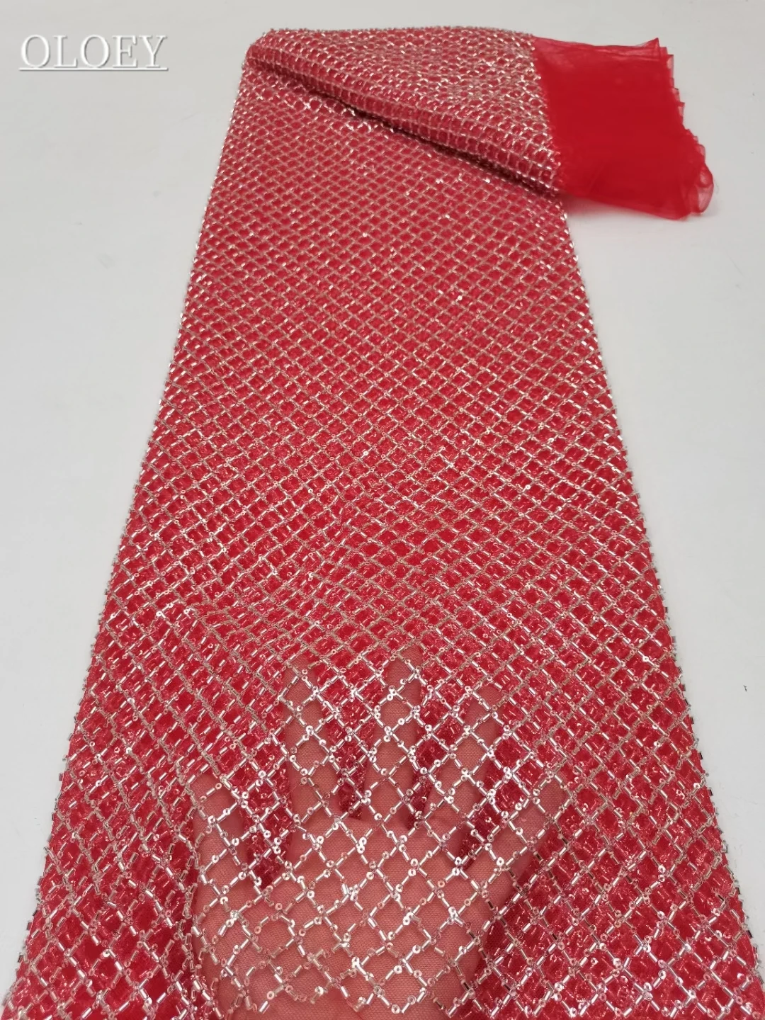 

High-End Luxury French Embroidery Heavy Long Groom Lace Fabric African Nigerian With Sequin Fabric For Wedding Dress Party