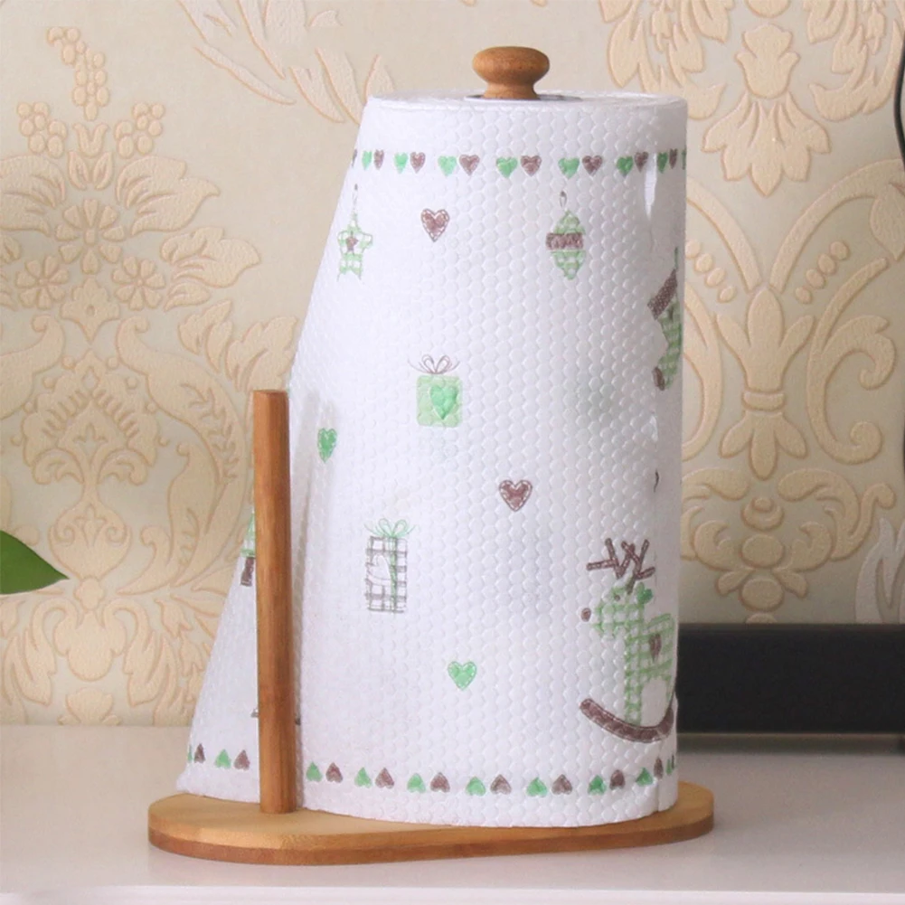 

Natural Bamboo Counter Tissue Storage Roll Paper Stand Dispenser Holder Towel