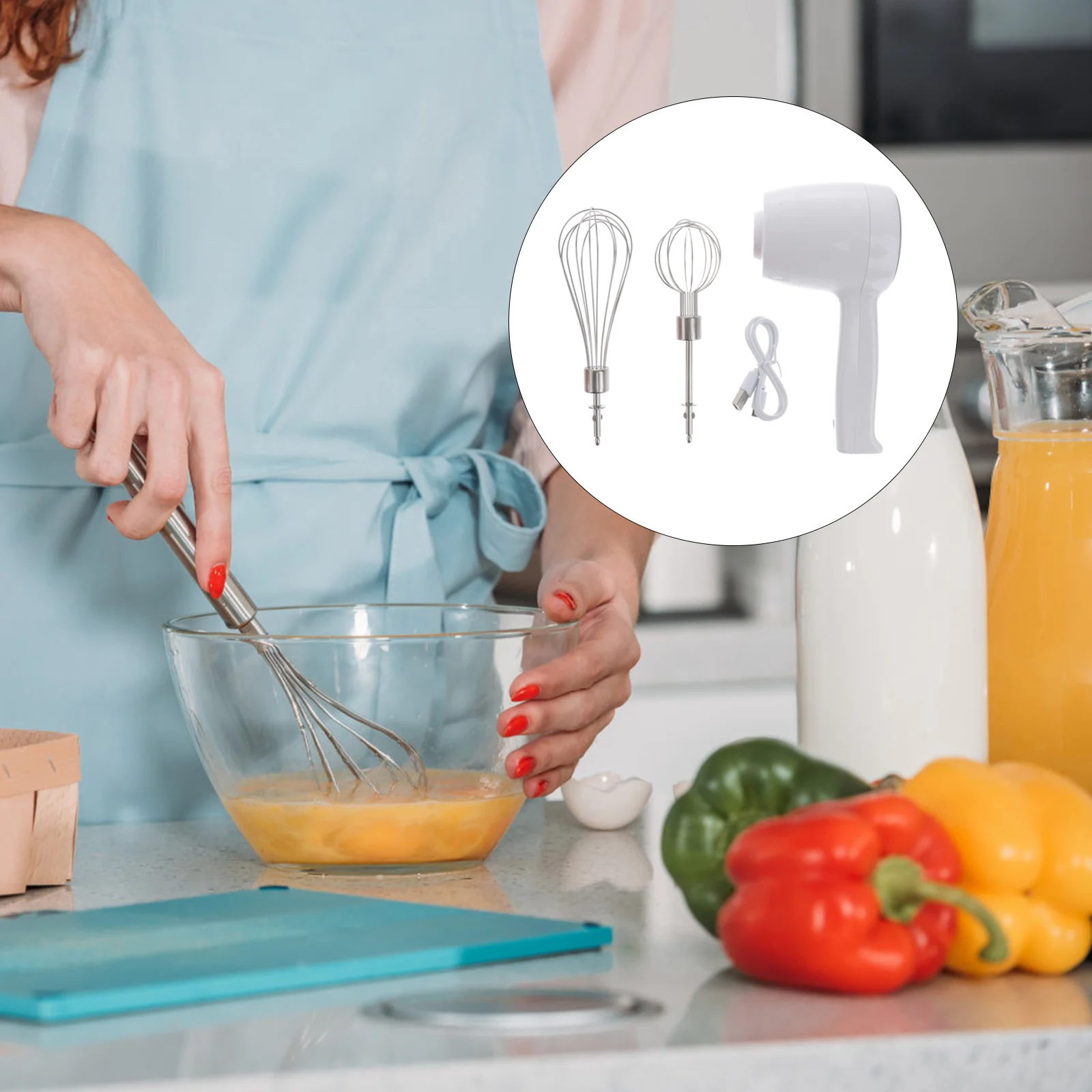 

1pc Powder Electric Mixer Hand Egg Mixer Wireless Blender Egg Whites Mixer Portable Kitchen Blender