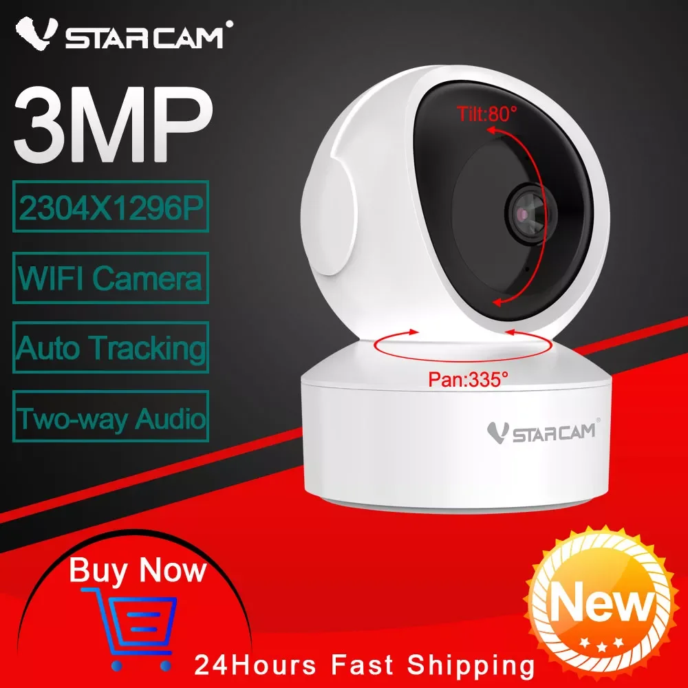 

Беспроводная умная мини-IP-камера Vstarcam с Wi-Fi, HD, 3 Мп, 2304*1296P, сетевая камера видеонаблюдения для домашней безопасности, двухстороннее аудио, ра...