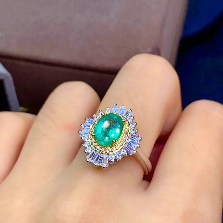 

Женское кольцо с зеленым топазом, винтажное Открытое кольцо из серебра 925 пробы с изумрудом, ювелирная коробка с драгоценными камнями, 925