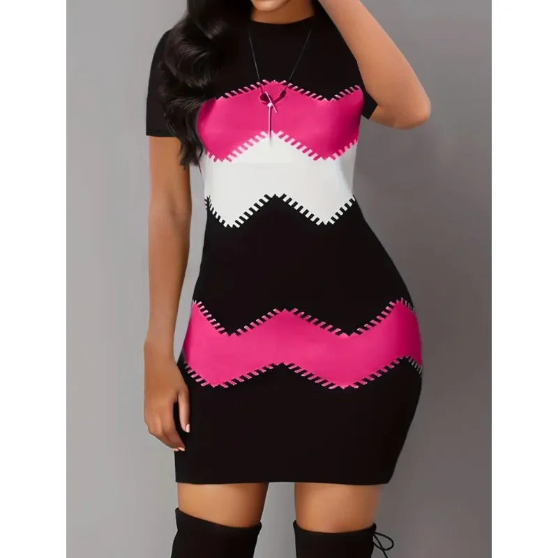 Женское облегающее платье в полоску с высокой талией новинка весны и лета 2024