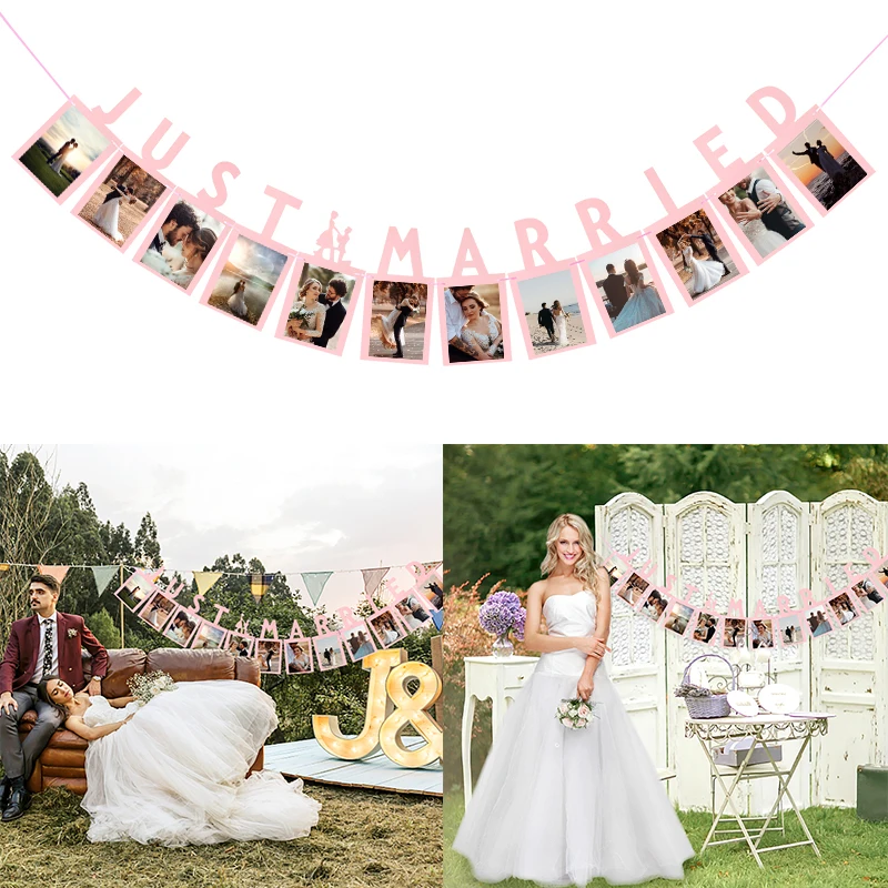 

Wedding Bunting Just Married Banner Garland Photo Booth Prop For Vintage Wedding Bridal Shower Party Decoration Supplies