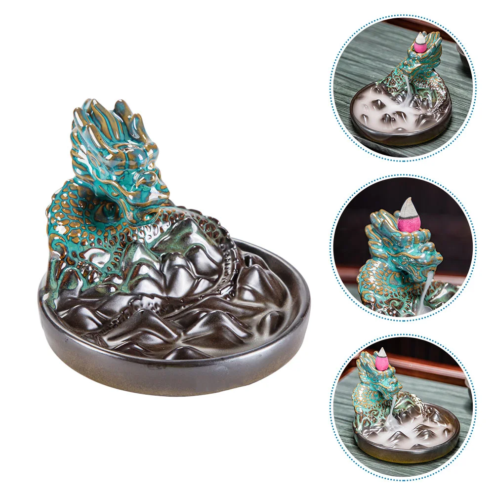 

Ceramic Dragon Backflow Incense Holder Waterfall Aromatherapy Incense Cone Burner