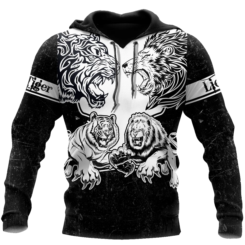 

Fashion spring and autumn tiger hoodie white tiger leather 3D all-printed men's sweatshirt unisex pullover casual jacket zipper